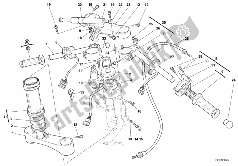 All parts for the Handlebar of the Ducati Superbike 748 R Single-seat 2001